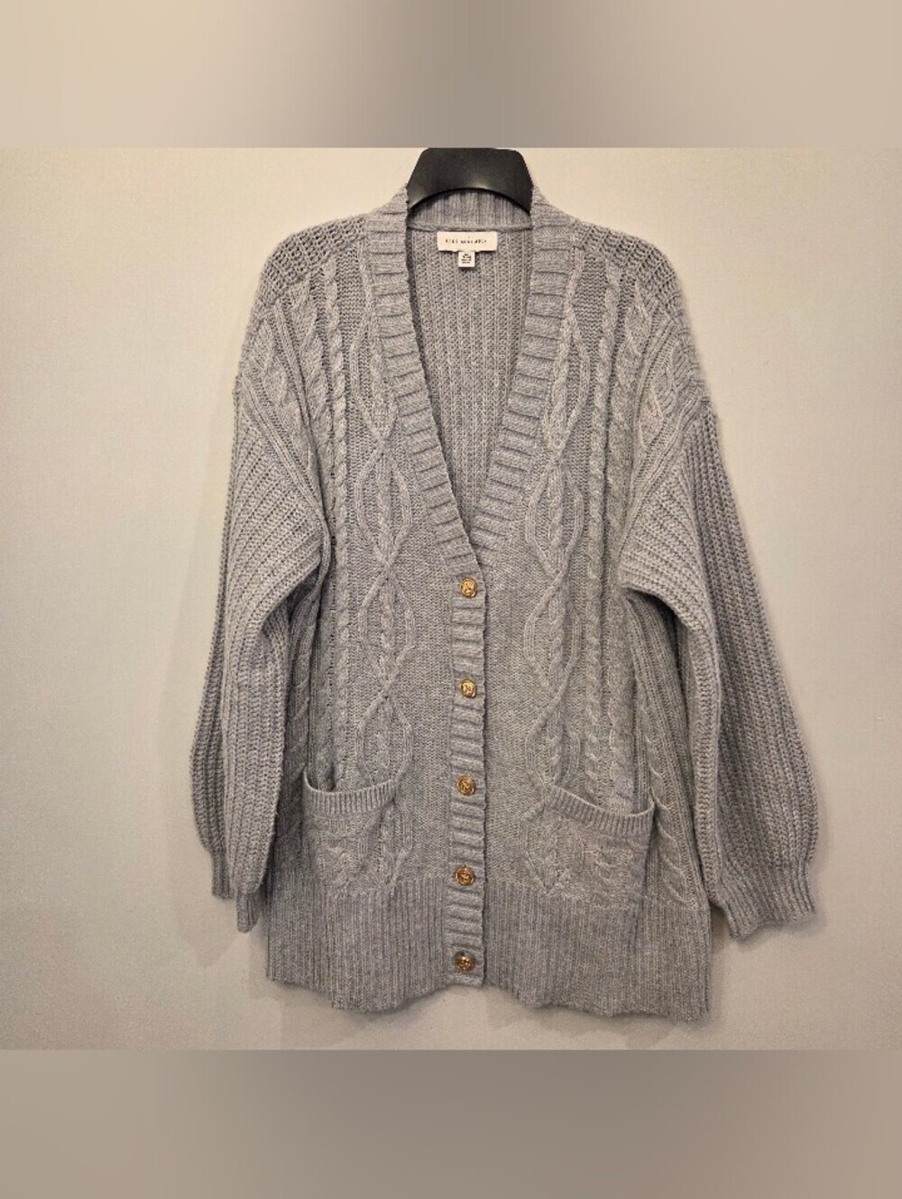 Free Assembly Gray Knit Sweater W/ gold Buttons Size M (8-10)